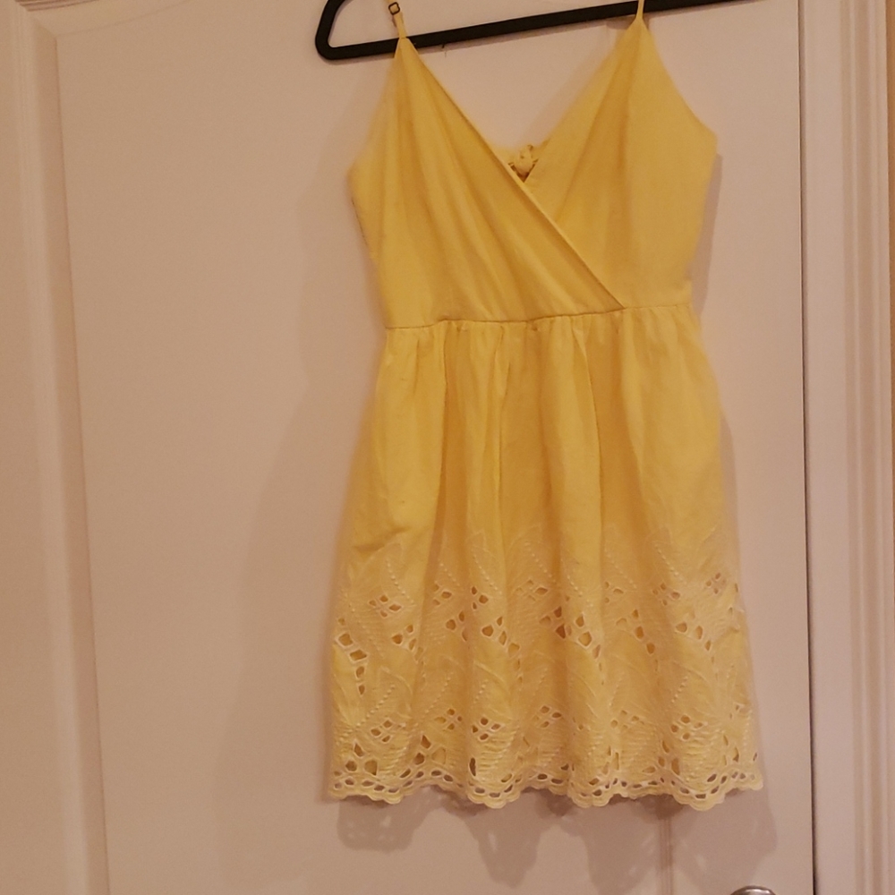 Alter'd State Yellow Eyelet Sundress tie back